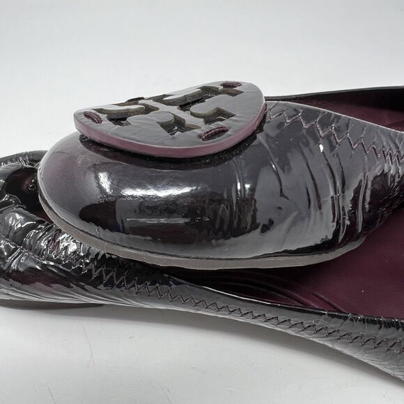 Tory Burch Reva Plum Burgundy Patent Leather Ballet Flats Women’s 8.5 - Picture 9 of 12